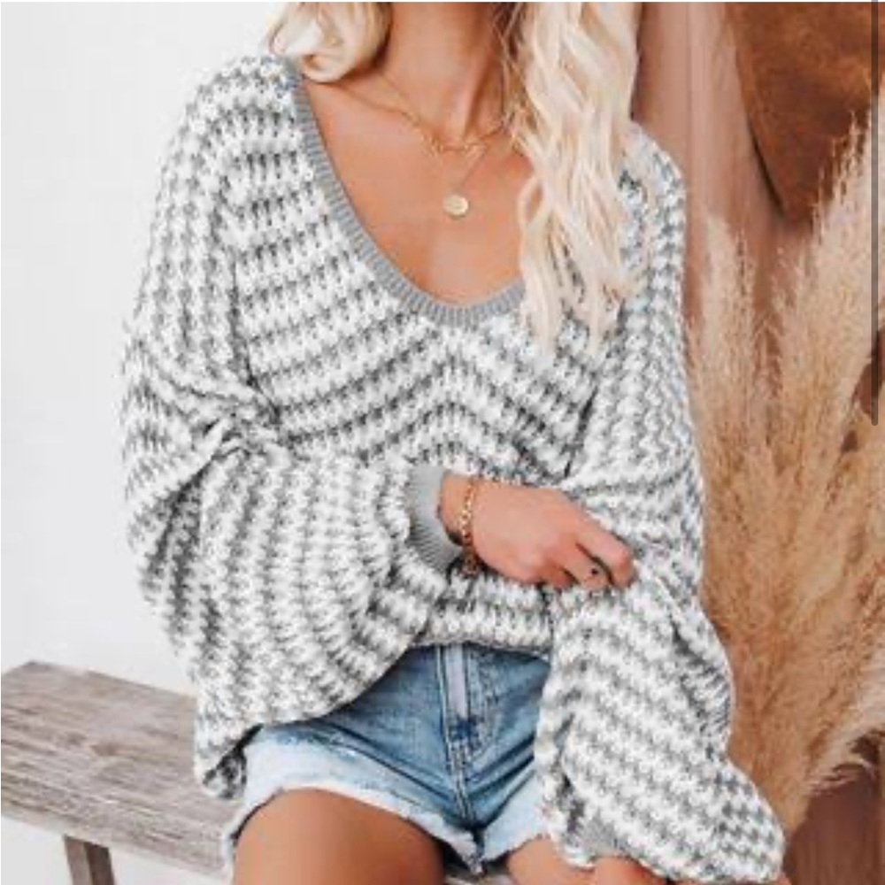 Women's Oversized Knitted Beachy Boho Crocheted Pullover Sweater